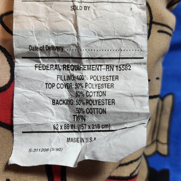 Vintage "Snow White Seven Dwarves" Double Sided Twin Comforter Blanket USA Made - Picture 16 of 16